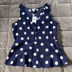 NWT J. Crew Polka Dot Peplum Top